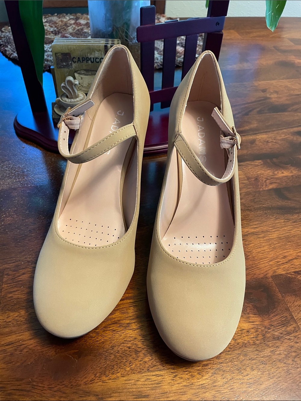 J ADAMS Skippy Mary Jane Block Heel Pump Women’s 7.5 Natural